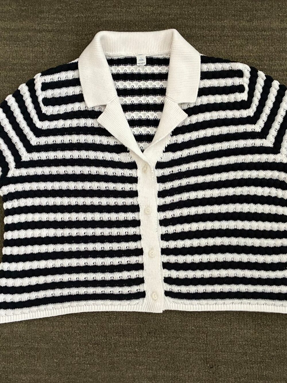 Old Navy Striped Short-sleeve Button Up Cropped Sweater Size Large